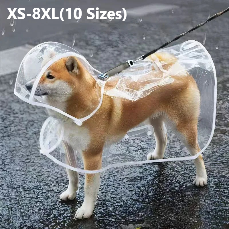Dog Raincoat - Płaszcz przeciwdeszczowy dla psa XS-8XL, przezroczysty,