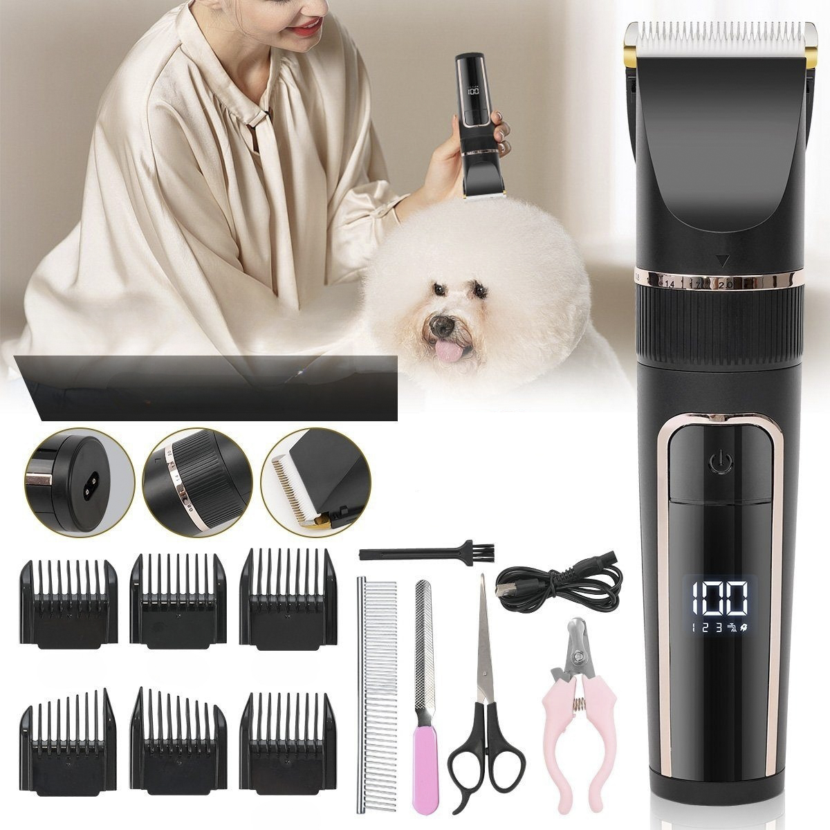 Pet Supplies Grooming Hours - Ulepszona, cicha maszynka do strzyżenia psów